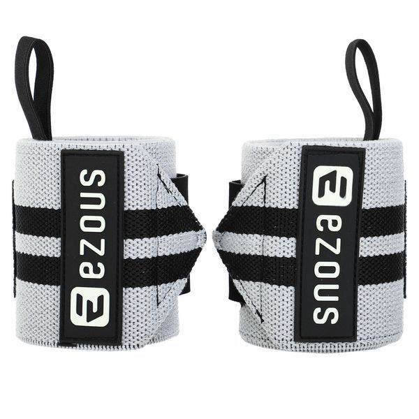 Бинти кистьові для жиму STRENGTH WRIST WEIGHTLIFTING WRAPS EZOUS C-03 2штуки чорний-сірий C-03 фото