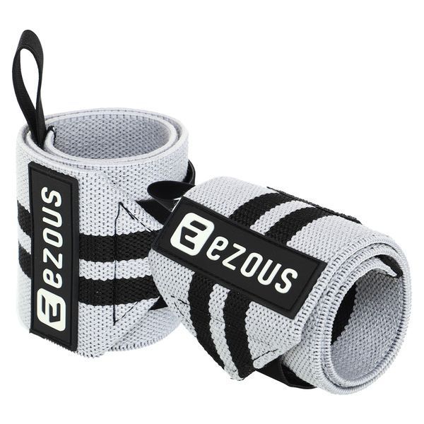 Бинти кистьові для жиму STRENGTH WRIST WEIGHTLIFTING WRAPS EZOUS C-03 2штуки чорний-сірий C-03 фото