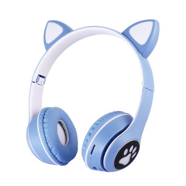 Беспроводные наушники с кошачьими ушками и RGB подсветкой Cat VZV 23M. Цвет: голубой ws53257-7 фото