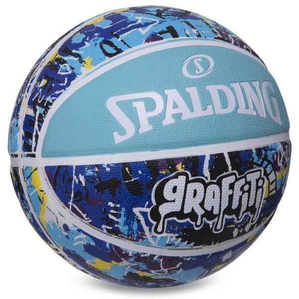 Мяч баскетбольный резиновый SPALDING GRAFFITI 84373Y размер 7 голубой-синий 84373Y фото