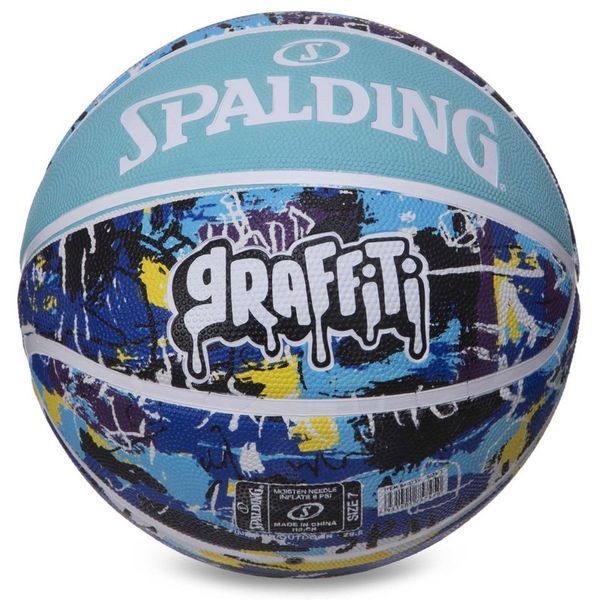 Мяч баскетбольный резиновый SPALDING GRAFFITI 84373Y размер 7 голубой-синий 84373Y фото
