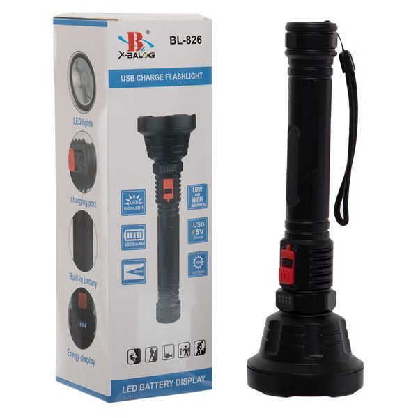 Фонарик ручной светодиодный X-BALOG BL-826-3W черный BL-826-3W фото