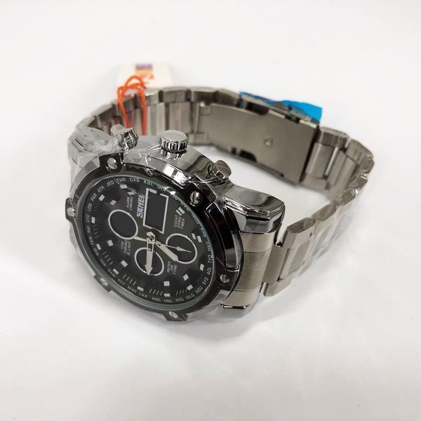 Часы наручные мужские SKMEI 1389SIBK SILVER-BLACK, модные мужские часы. Цвет: серебряный + черный ws98717-2 фото