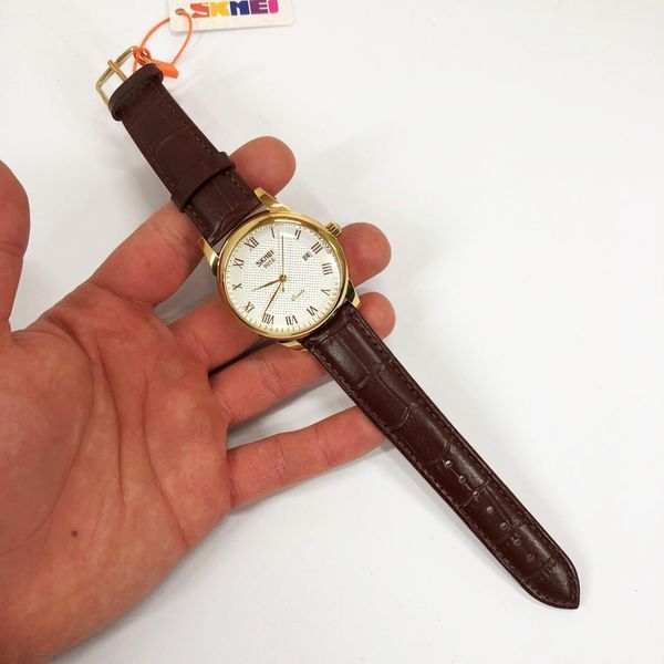 Часы наручные мужские SKMEI 9058LGDWTBN-B, мужские круглые наручные часы, качественные мужские часы ws16976 фото