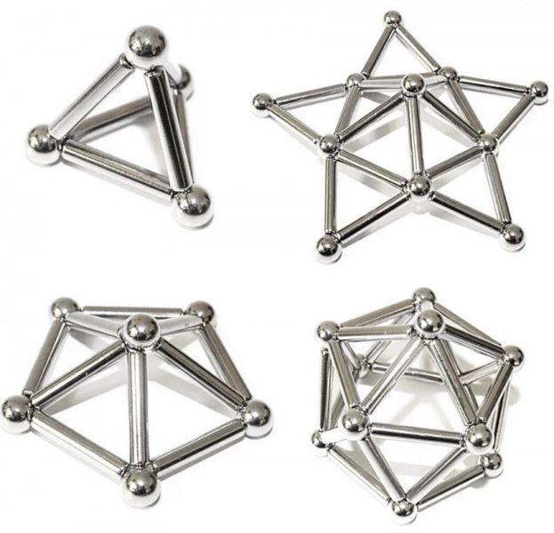 Магнитный конструктор Buckyballs n Buckybars, 64 детали, магнитная игрушка неокуб, магнитный конструктор ws75124 фото