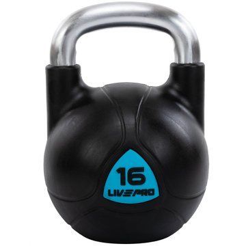 Гиря цельная с полиуретановым покрытием и хромированной ручкой LiveUp LP8040-16 вес 16кг черный LP8040-16 фото