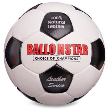 М'яч футбольний BALLONSTAR FB-0173 Leather №5 білий-чорний FB-0173 фото