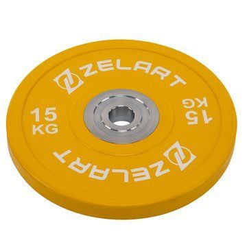 Бамперные диски резиновые Zelart TA-7798-15 50.6&plusmn;0.2мм 15кг желтый TA-7798-15 фото