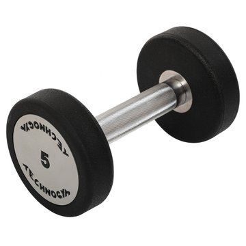 Гантель цільна професійна з поліуретановим покриттям TECHNOGYM TG-1834-5 1шт 5кг чорний-сірий TG-1834-5 фото