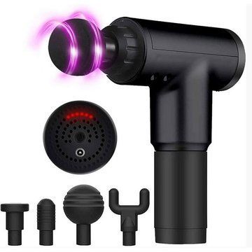 Аккумуляторный массажер Fascial Gun KH-320 портативный ручной ударный мышечный пистолет 4 насадки черный ws15677 фото