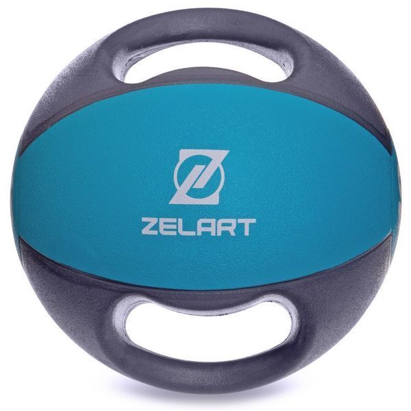 Медбол м'яч медичний дворучний з хватами Zelart FI-2619-10 10кг сірий-синій FI-2619-10 фото
