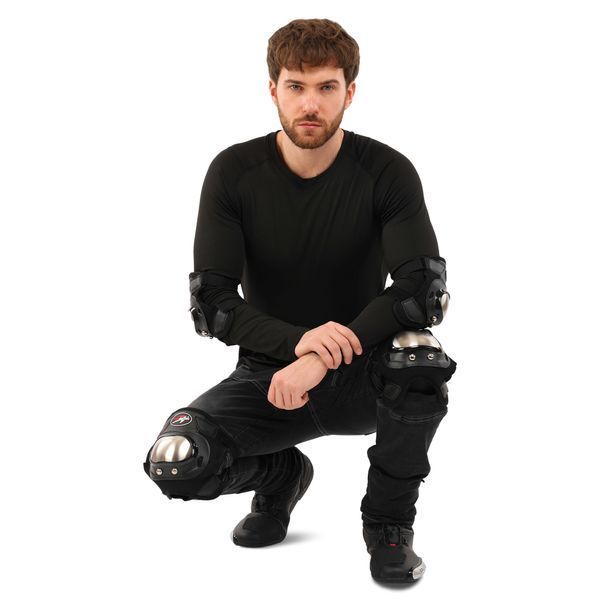 Комплект мотозащиты наколенники и налокотники PRO-BIKER M-9334 черный-желтый M-9334 фото