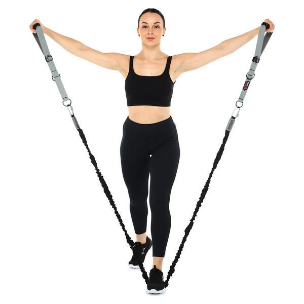 Эспандер трубчатый с карабином в защитном рукаве RESISTANCE TUBE WITH COVER EZOUS K-05-M нагрузка средняя черный K-05-M фото