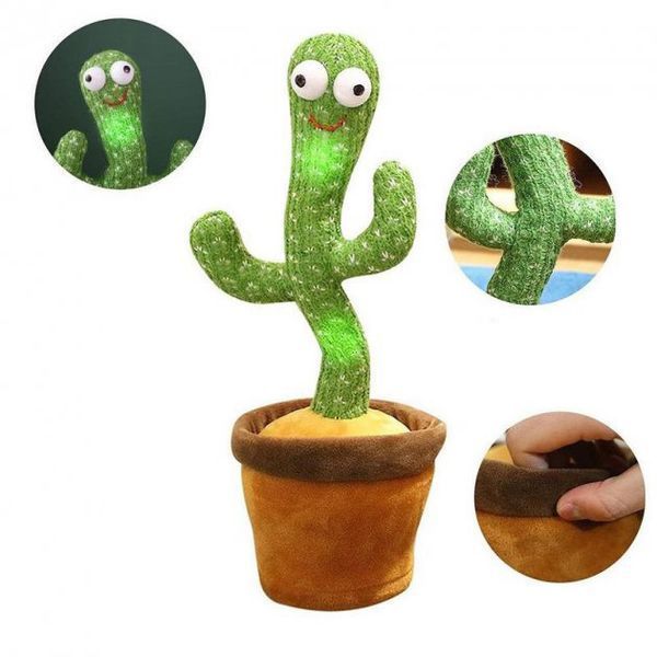 Танцующий кактус поющий 120 песен с подсветкой Dancing Cactus TikTok игрушка Повторюшка кактус ws24354 фото