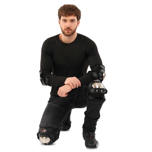 Комплект мотозащиты наколенники и налокотники PRO-BIKER M-9334 черный-желтый M-9334 фото