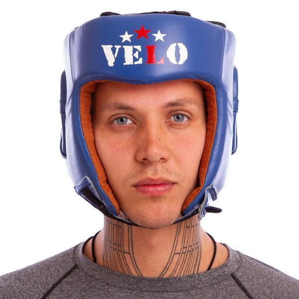 Шлем боксерский профессиональный кожаный AIBA VELO 3081 S-XL синий 3081 фото