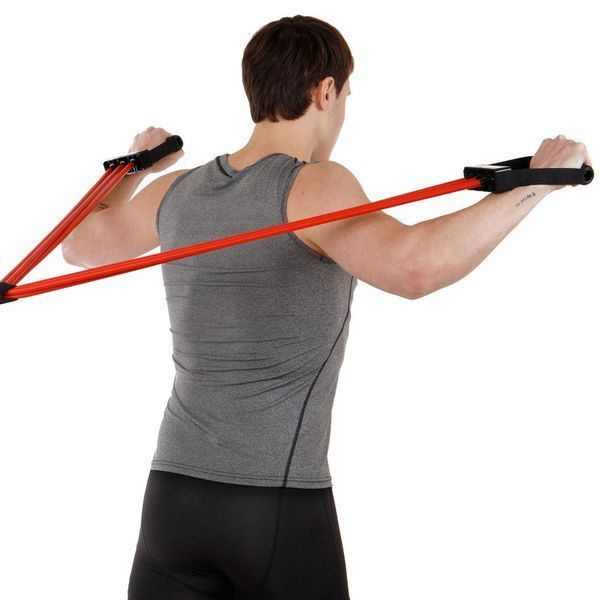 Эспандер трубчатый с ручками с дверным фиксатором SP-Sport Resistance Band 8021-30-170 30LB d-12мм l-170см красный 8021-30-170 фото