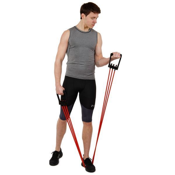 Эспандер трубчатый с ручками с дверным фиксатором SP-Sport Resistance Band 8021-30-170 30LB d-12мм l-170см красный 8021-30-170 фото