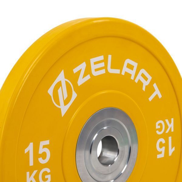 Бамперні диски гумові Zelart TA-7798-15 50.6&plusmn;0.2мм 15кг жовтий TA-7798-15 фото