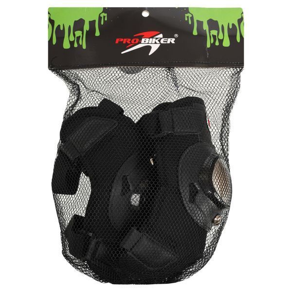 Комплект мотозащиты наколенники и налокотники PRO-BIKER M-9334 черный-желтый M-9334 фото