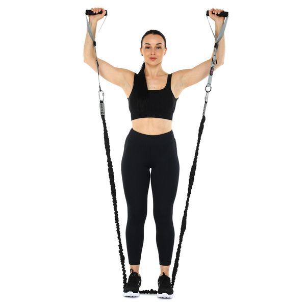 Эспандер трубчатый с карабином в защитном рукаве RESISTANCE TUBE WITH COVER EZOUS K-05-M нагрузка средняя черный K-05-M фото