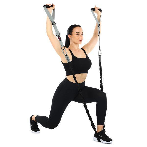 Эспандер трубчатый с карабином в защитном рукаве RESISTANCE TUBE WITH COVER EZOUS K-05-M нагрузка средняя черный K-05-M фото