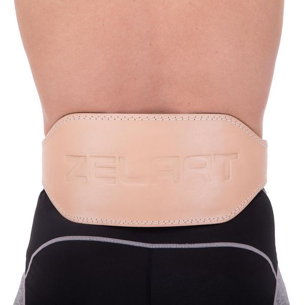 Пояс атлетический кожаный Zelart SB-165101 спинка-15см размер-XS-XXL бежевый SB-165101 фото