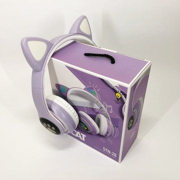 Беспроводные LED наушники с кошачьими ушками CAT STN-28. Цвет: фиолетовый ws44267-2 фото