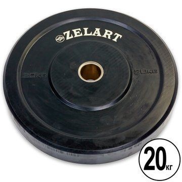 Бамперні диски гумові Bumper Plates Zelart Z-TOP TA-5125-20 51мм 20кг чорний TA-5125-20 фото