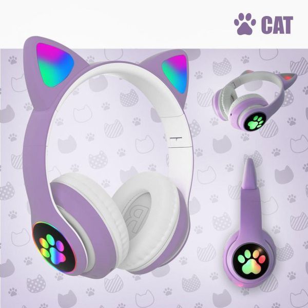 Беспроводные LED наушники с кошачьими ушками CAT STN-28. Цвет: фиолетовый ws44267-2 фото