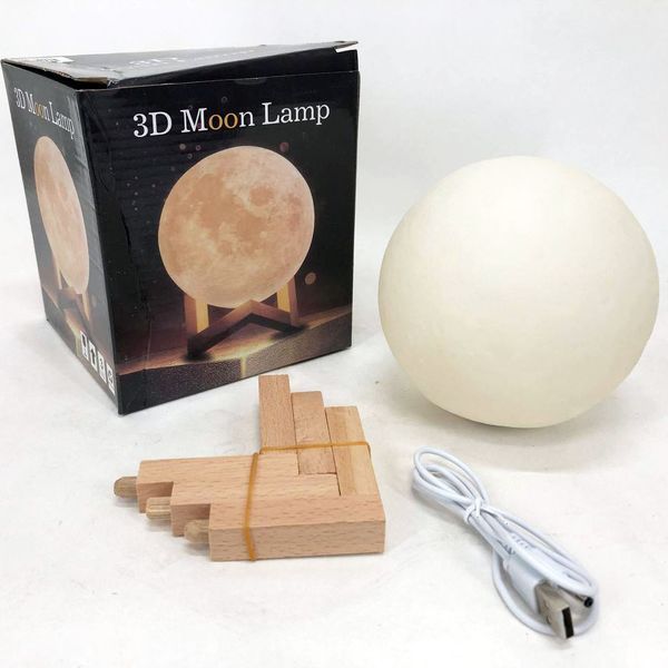 Ночник светящаяся луна Moon Lamp 18 см, Ночник детский для комнаты, Детский ночник безопасный для ребенка ws35123-1 фото