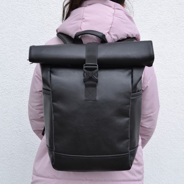 Рюкзак рол-топ жіночий/чоловічий з еко-шкіри з секцією для ноутбука ws12265 фото