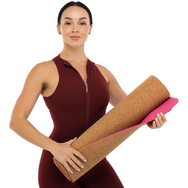Килимок для йоги Пробковий каучуковий двошаровий Yoga mat SP-Sport FI-2433 183x61x0,6см кольори в асортименті FI-2433 фото
