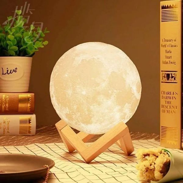 Ночник светящаяся луна Moon Lamp 18 см, Ночник детский для комнаты, Детский ночник безопасный для ребенка ws35123-1 фото