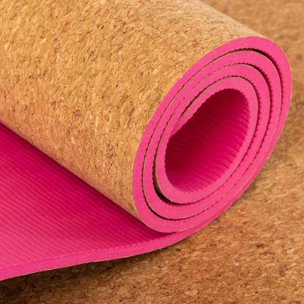 Килимок для йоги Пробковий каучуковий двошаровий Yoga mat SP-Sport FI-2433 183x61x0,6см кольори в асортименті FI-2433 фото