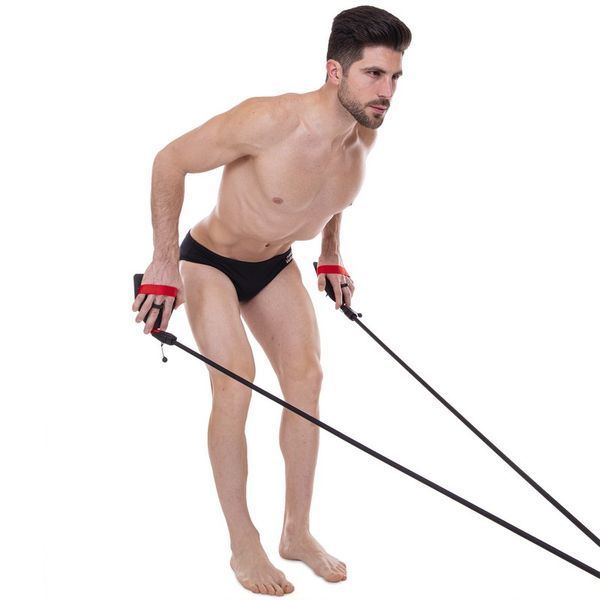 Тренажер для плавания с лопатками для тренировки гребка MadWave DRY TRAINING M077103400W сопротивление 5,4-14,1кг черный-красный M077103400W фото