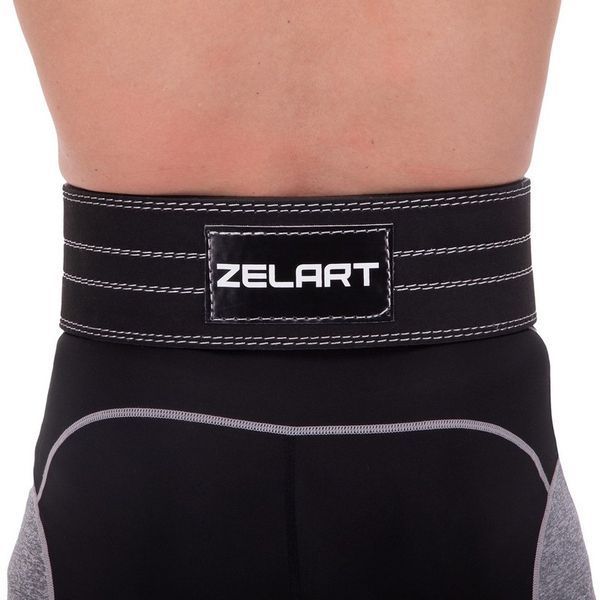 Пояс для пауэрлифтинга кожаный Zelart SB-165150 спинка-10см размер-XS-XXL черный SB-165150 фото