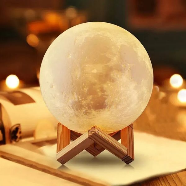 Ночник светящаяся луна Moon Lamp 18 см, Ночник детский для комнаты, Детский ночник безопасный для ребенка ws35123-1 фото