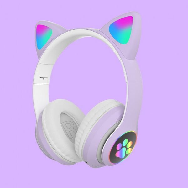 Беспроводные LED наушники с кошачьими ушками CAT STN-28. Цвет: фиолетовый ws44267-2 фото