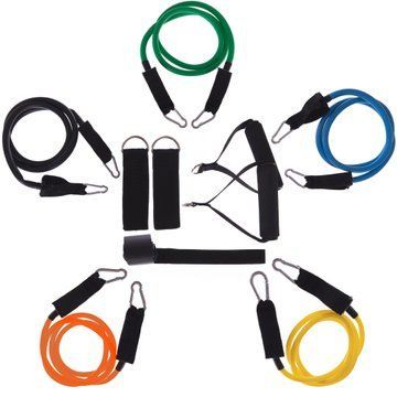 Эспандер многофункциональный для фитнеса 5 жгутов Resistance Band Zelart FI-6333 в чехле разноцветный FI-6333 фото