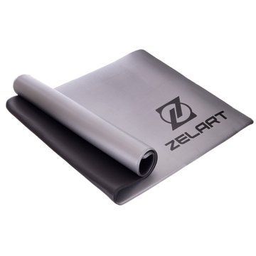 Килимок для фітнесу та спорту з люверсами для зберігання Zelart FI-2580 120x60x0,8см сірий-чорний FI-2580 фото