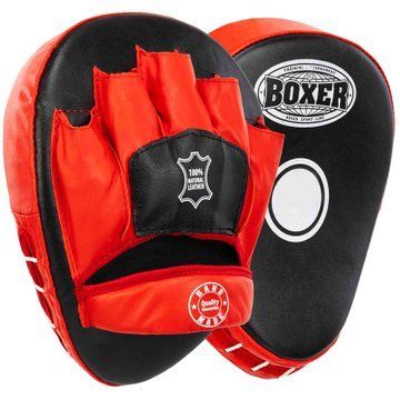 Лапа боксерська вигнута тренувальна шкіра BOXER 2010-01 19х23х4см 2штуки р. Універсальний розмір рукавички 2010-01 фото