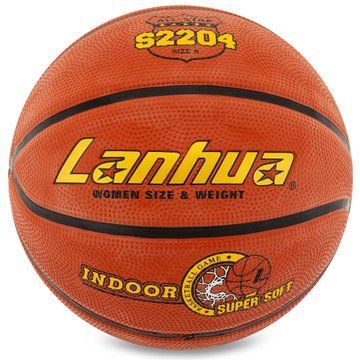 Мяч баскетбольный резиновый LANHUA Super soft Indoor S2204 размер 6 оранжевый S2204 фото