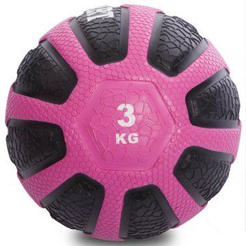 Медбол мяч медицинский Medicine Ball Zelart FI-0898-3 3кг черный-розовый FI-0898-3 фото
