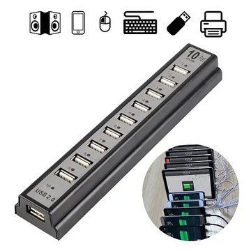 Розгалужувач USB HUB на 10 портів з активною зарядкою 220V, Розгалужувач юсб, Хаб для ноутбука ws68212 фото