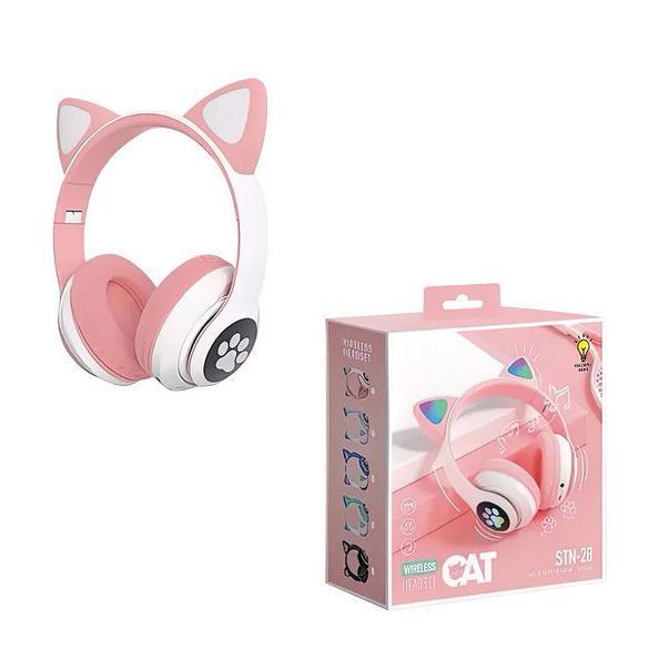 Беспроводные LED наушники с кошачьими ушками CAT STN-28. Цвет: розовый ws44267-3 фото