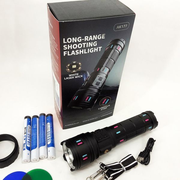 Фонарь AK177-WHITE LASER LED PM60-TG, Топ-фонарик фонарик светодиодный аккумуляторний портативный ws77173 фото
