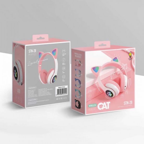 Беспроводные LED наушники с кошачьими ушками CAT STN-28. Цвет: розовый ws44267-3 фото