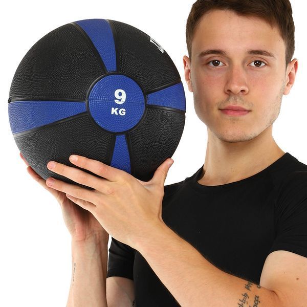 Медбол м'яч медичний Medicine Ball Zelart FI-5122-9 9кг сірий-синій FI-5122-9 фото