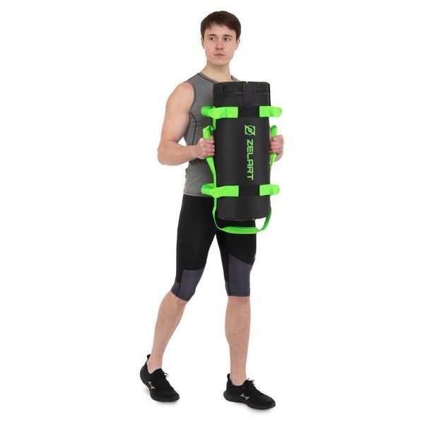 Мешок утяжелитель для функционального тренинга Power Bag Zelart TA-7825-10 10кг черный-зеленый TA-7825-10 фото